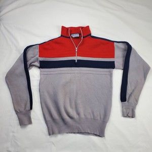 Vintage Meister 1/4 Zip Ski Sweater Men's Size L Mock Neck 100% Wool